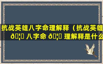 抗战英雄八字命理解释（抗战英雄 🦈 八字命 🦅 理解释是什么）